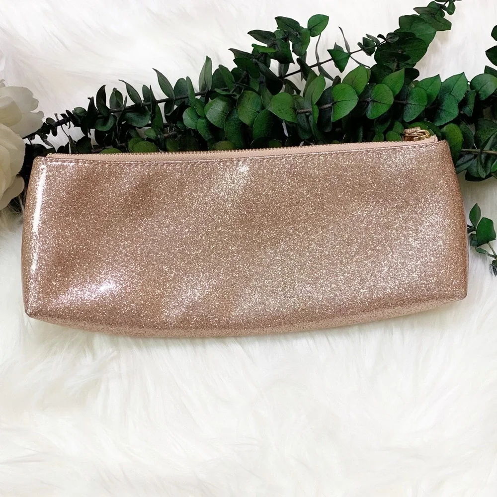 kate spade Rose Gold Glitter Cosmetic Pouch